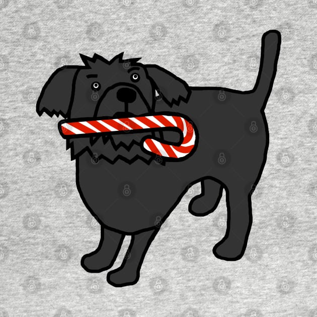 Cute Christmas Dog with Candy Cane in Mouth by ellenhenryart